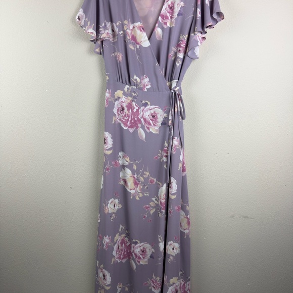 Morning Lavender Dresses & Skirts - Morning Lavender Women Maxi Dress Short Sleeves Size Large Lavender Multi Color